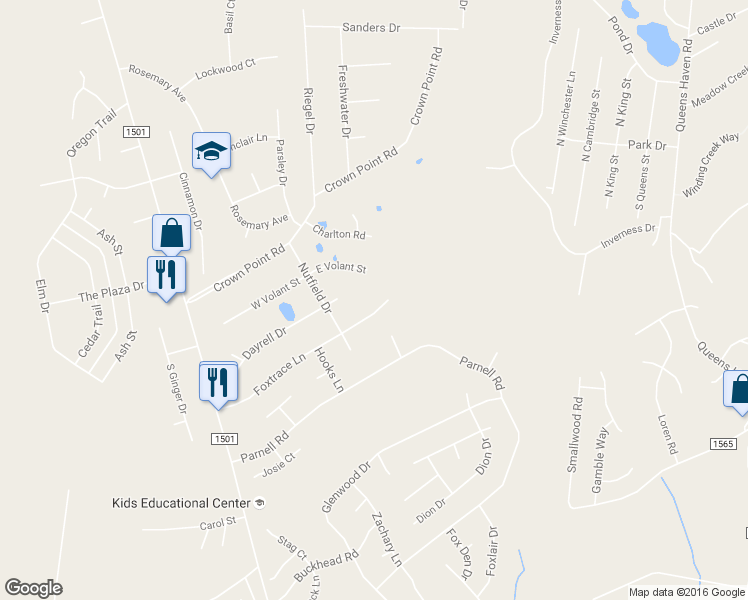 map of restaurants, bars, coffee shops, grocery stores, and more near 413 Foxtrace Lane in Hubert