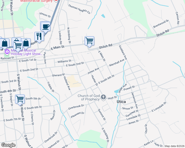 map of restaurants, bars, coffee shops, grocery stores, and more near 308 Hunter Street in Seneca