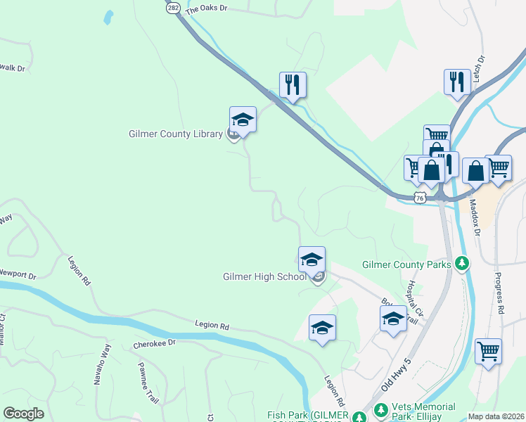 map of restaurants, bars, coffee shops, grocery stores, and more near 305 Calvin Jackson Drive in Ellijay