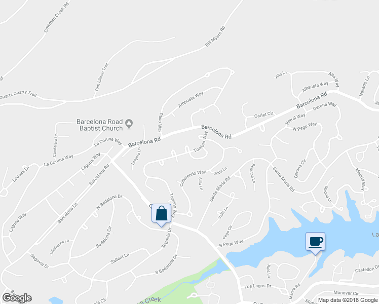 map of restaurants, bars, coffee shops, grocery stores, and more near 46 Tomino Way in Hot Springs Village