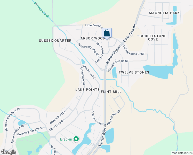 map of restaurants, bars, coffee shops, grocery stores, and more near 2618 Trellis Post Court Southeast in Owens Cross Roads