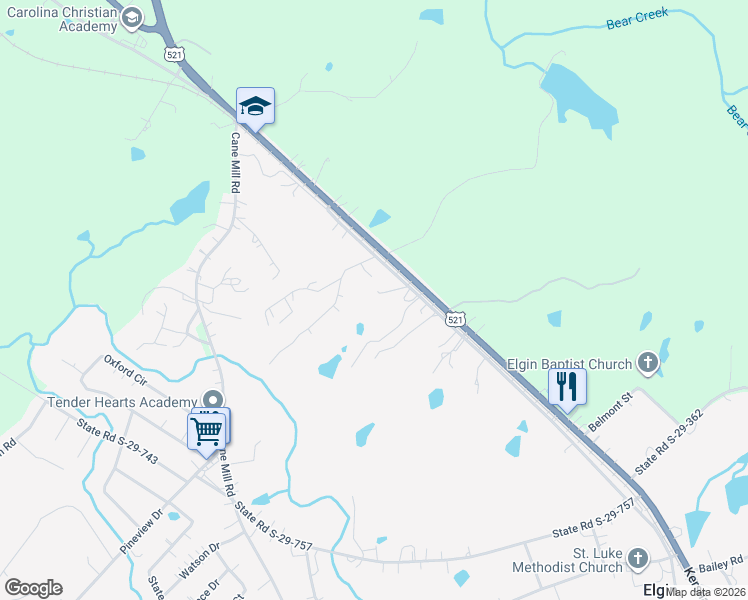 map of restaurants, bars, coffee shops, grocery stores, and more near 261 Clearwater Drive in Lancaster
