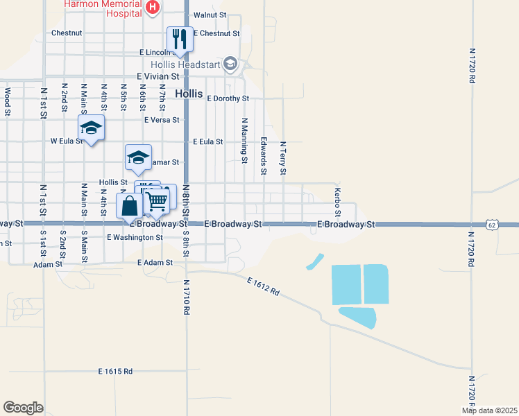 map of restaurants, bars, coffee shops, grocery stores, and more near 122 Edwards Street in Hollis