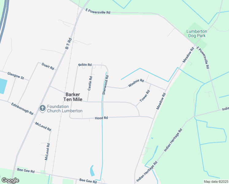 map of restaurants, bars, coffee shops, grocery stores, and more near 76 Windsor Road in Lumberton