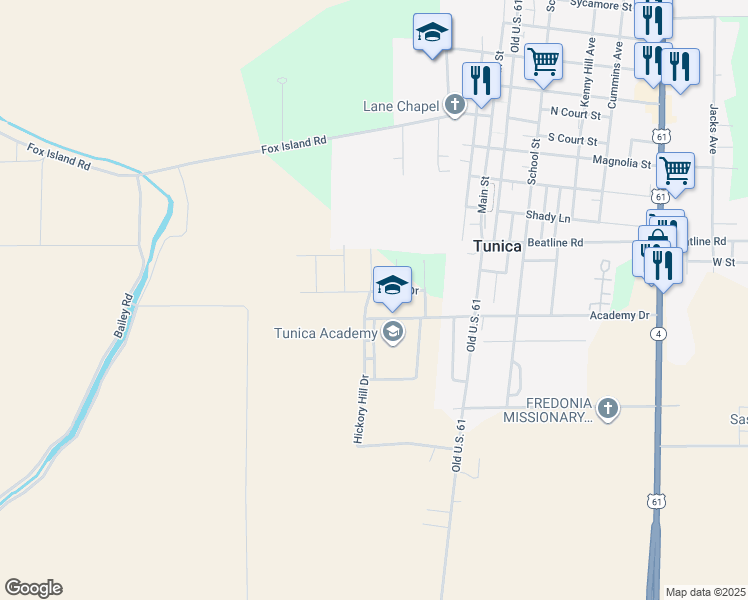 map of restaurants, bars, coffee shops, grocery stores, and more near 1010 Nolan Drive in Tunica