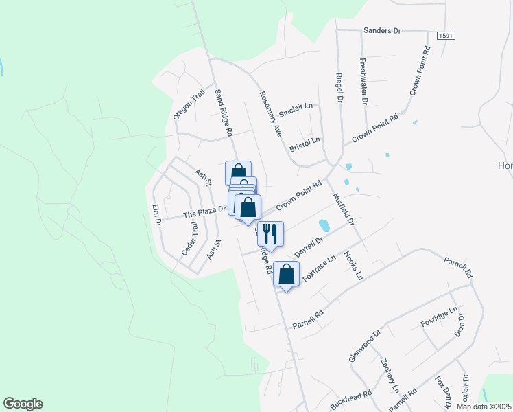map of restaurants, bars, coffee shops, grocery stores, and more near 565 Sandridge Road in Hubert