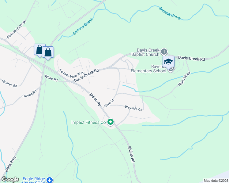 map of restaurants, bars, coffee shops, grocery stores, and more near 4006 Kaye Street in Seneca