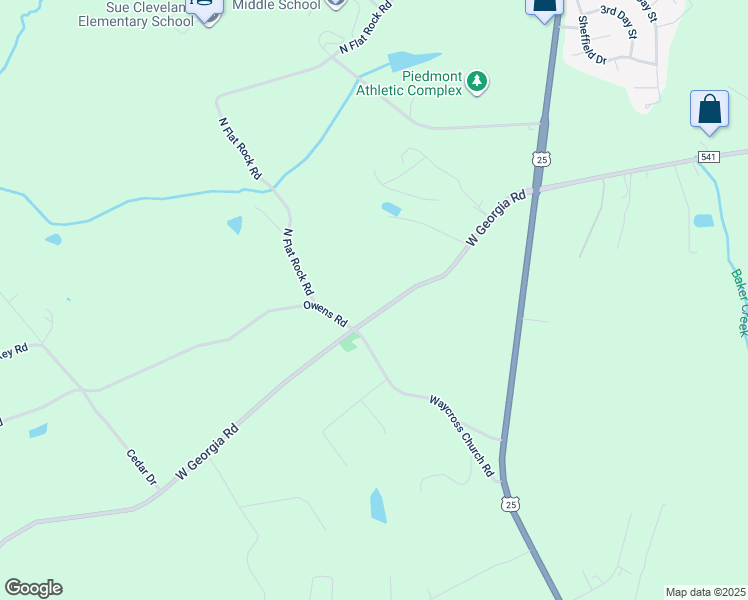 map of restaurants, bars, coffee shops, grocery stores, and more near 3540 West Georgia Road in Piedmont