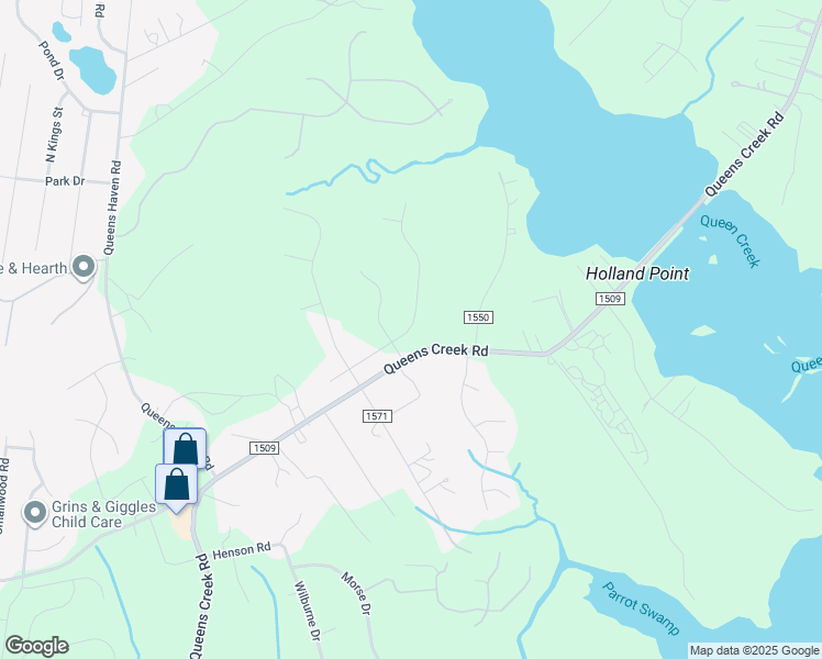 map of restaurants, bars, coffee shops, grocery stores, and more near 562 Queens Creek Road in Hubert