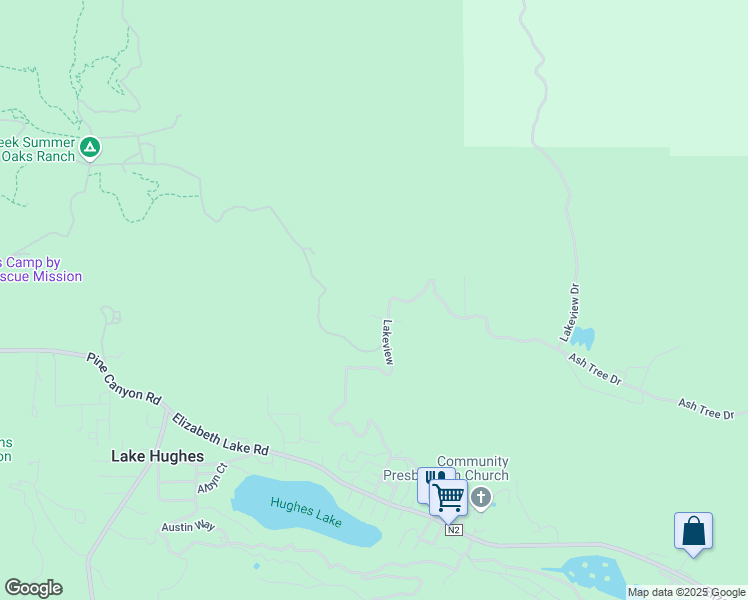 map of restaurants, bars, coffee shops, grocery stores, and more near 44000 Lakeview in Lake Hughes