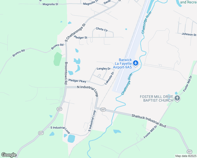 map of restaurants, bars, coffee shops, grocery stores, and more near 64 Lake Terrace Circle in LaFayette