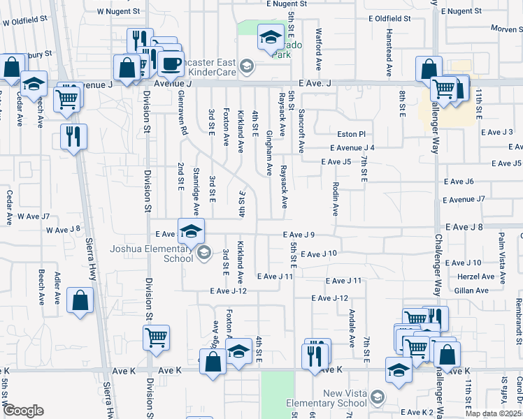 map of restaurants, bars, coffee shops, grocery stores, and more near 44014 Glenraven Road in Lancaster