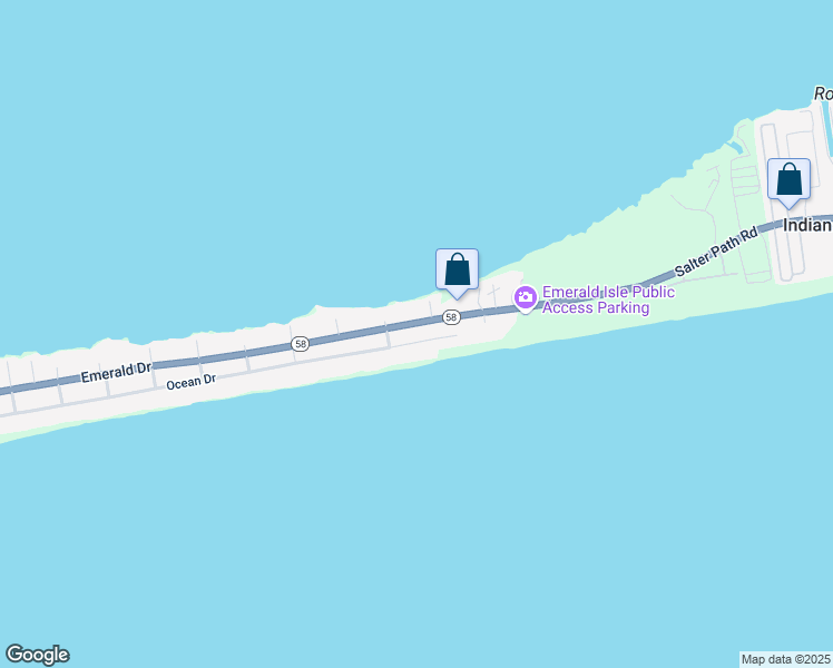 map of restaurants, bars, coffee shops, grocery stores, and more near 106 Ocean Drive in Emerald Isle