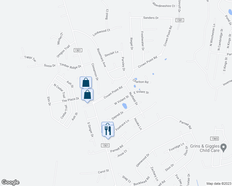 map of restaurants, bars, coffee shops, grocery stores, and more near 304 Crown Point Road in Hubert