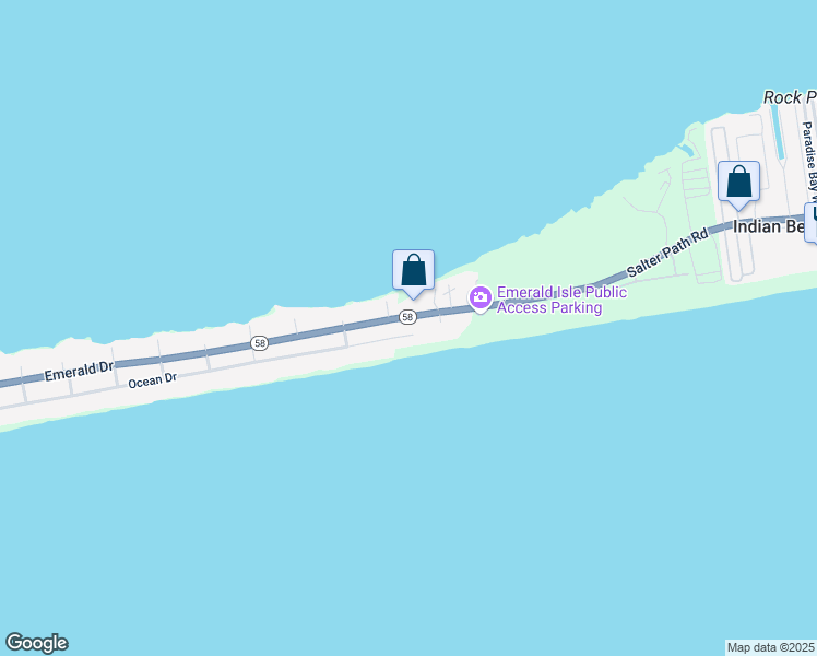 map of restaurants, bars, coffee shops, grocery stores, and more near 14 Ocean Drive in Emerald Isle