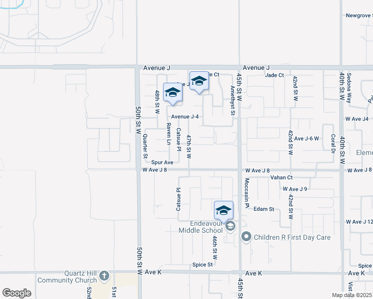map of restaurants, bars, coffee shops, grocery stores, and more near 44027 47th Street West in Lancaster