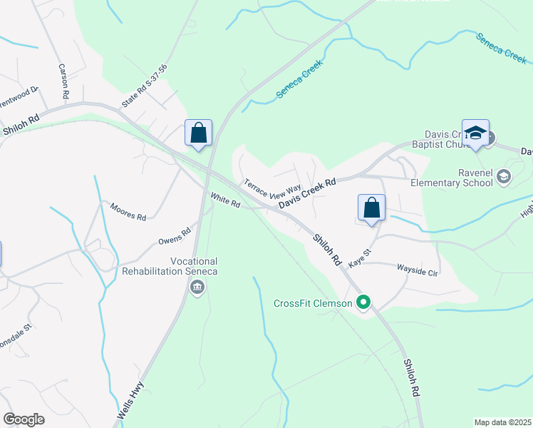 map of restaurants, bars, coffee shops, grocery stores, and more near 298 White Road in Seneca