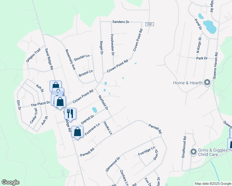 map of restaurants, bars, coffee shops, grocery stores, and more near 411 East Volant Street in Hubert