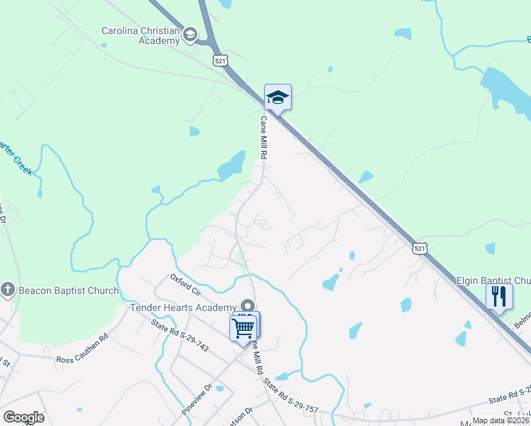 map of restaurants, bars, coffee shops, grocery stores, and more near 2072 Bacon Street in Lancaster