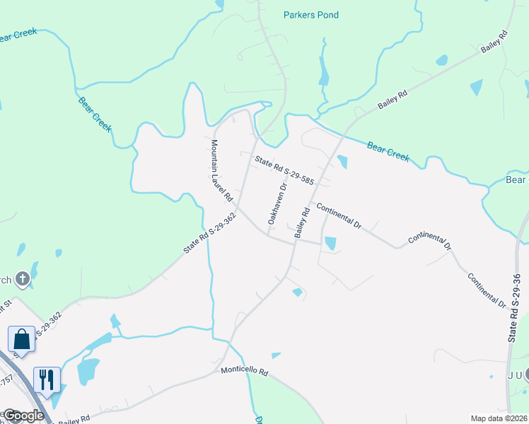 map of restaurants, bars, coffee shops, grocery stores, and more near 2253 Mountain Laurel Road in Lancaster