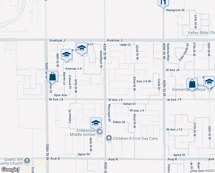 map of restaurants, bars, coffee shops, grocery stores, and more near 44157 Moccasin Place in Lancaster