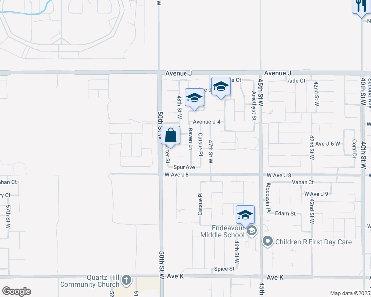 map of restaurants, bars, coffee shops, grocery stores, and more near 4762 West Avenue J-6 in Lancaster