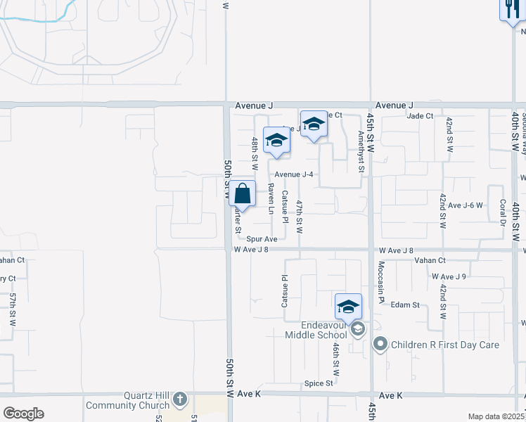 map of restaurants, bars, coffee shops, grocery stores, and more near 4762 West Avenue J-6 in Lancaster