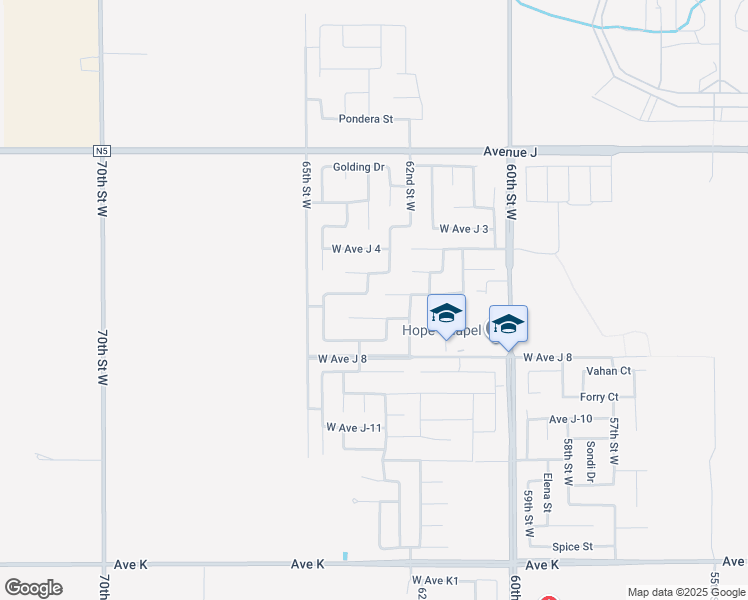 map of restaurants, bars, coffee shops, grocery stores, and more near 6223 West Avenue J5 in Lancaster