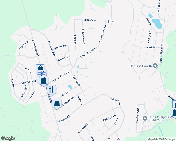 map of restaurants, bars, coffee shops, grocery stores, and more near 201 Faison Lane in Hubert