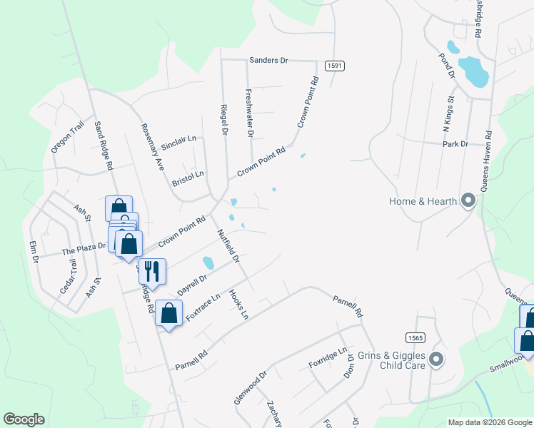 map of restaurants, bars, coffee shops, grocery stores, and more near 201 Faison Lane in Hubert