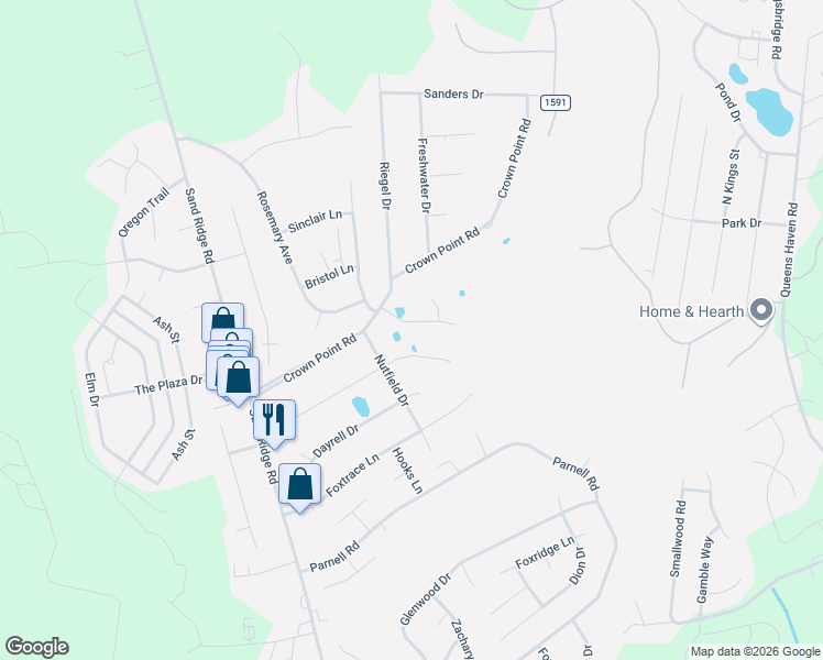 map of restaurants, bars, coffee shops, grocery stores, and more near 107 Charlton Road in Hubert