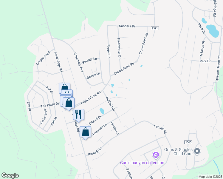 map of restaurants, bars, coffee shops, grocery stores, and more near 106 Charlton Road in Hubert