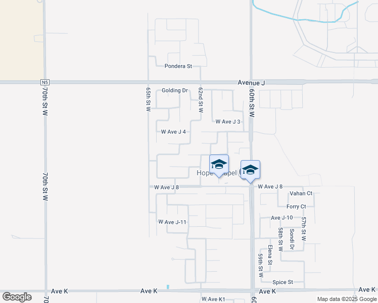map of restaurants, bars, coffee shops, grocery stores, and more near 6223 West Avenue J5 in Lancaster