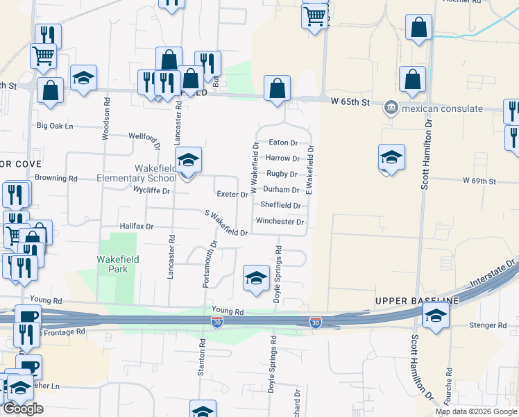 map of restaurants, bars, coffee shops, grocery stores, and more near 37 Sheffield Street in Little Rock