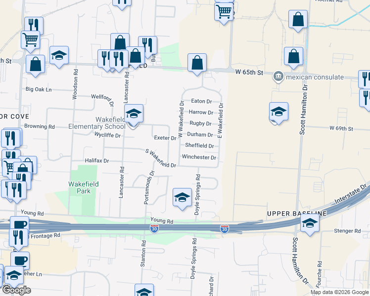 map of restaurants, bars, coffee shops, grocery stores, and more near 37 Sheffield Street in Little Rock