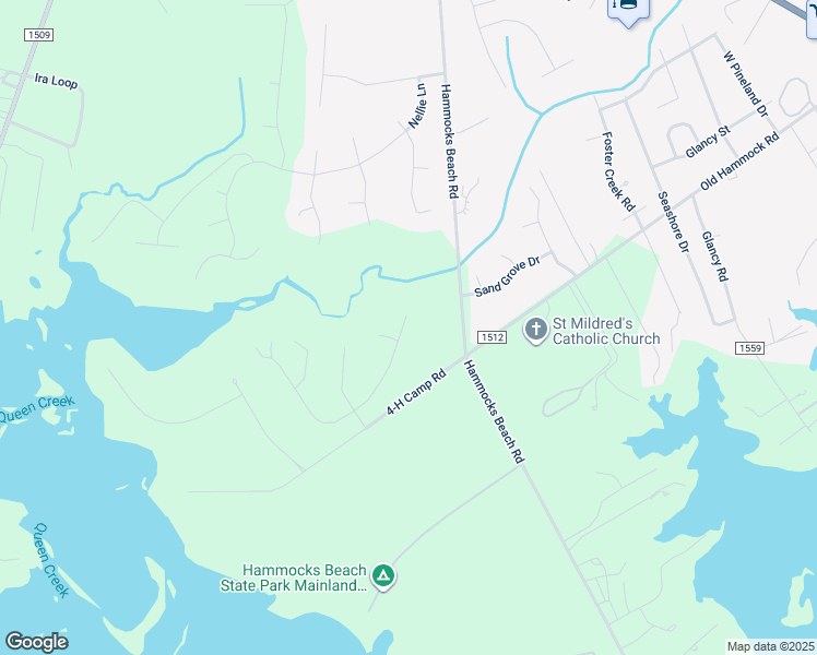 map of restaurants, bars, coffee shops, grocery stores, and more near 224 Marsh Hen Court in Swansboro