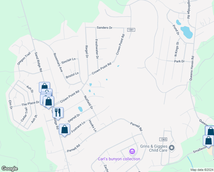 map of restaurants, bars, coffee shops, grocery stores, and more near 141 Charlton Road in Hubert