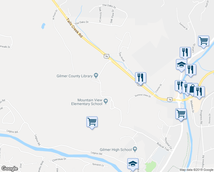 map of restaurants, bars, coffee shops, grocery stores, and more near 305 Calvin Jackson Drive in Ellijay