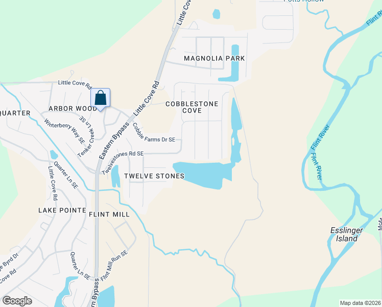 map of restaurants, bars, coffee shops, grocery stores, and more near 3214 Mossy Rock Road Southeast in Owens Cross Roads