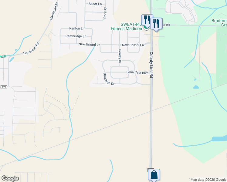 map of restaurants, bars, coffee shops, grocery stores, and more near 145 Angela Drive in Madison