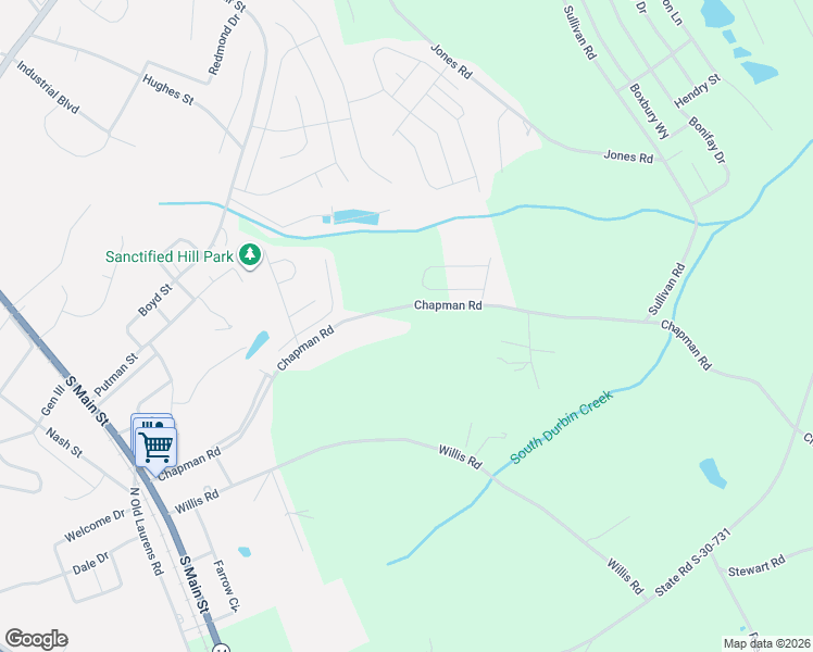 map of restaurants, bars, coffee shops, grocery stores, and more near 744 Chapman Road in Fountain Inn