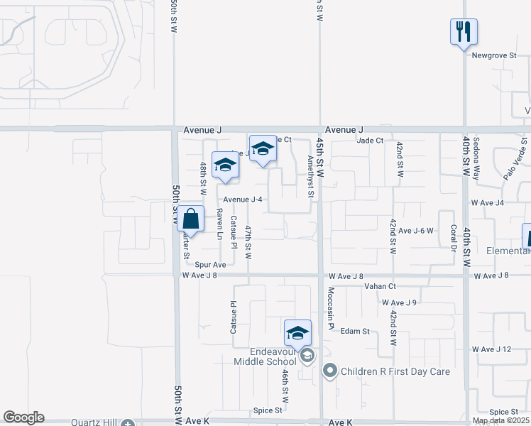 map of restaurants, bars, coffee shops, grocery stores, and more near Victoria Avenue in Lancaster