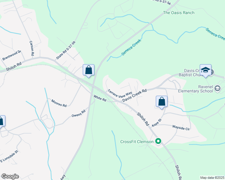 map of restaurants, bars, coffee shops, grocery stores, and more near 204 Terrace View Way in Seneca
