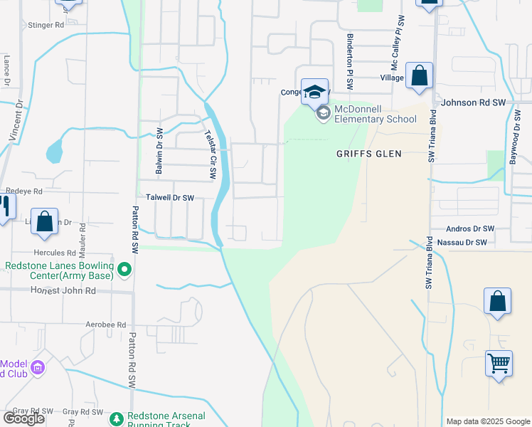 map of restaurants, bars, coffee shops, grocery stores, and more near 3913 Talwell Drive Southwest in Huntsville