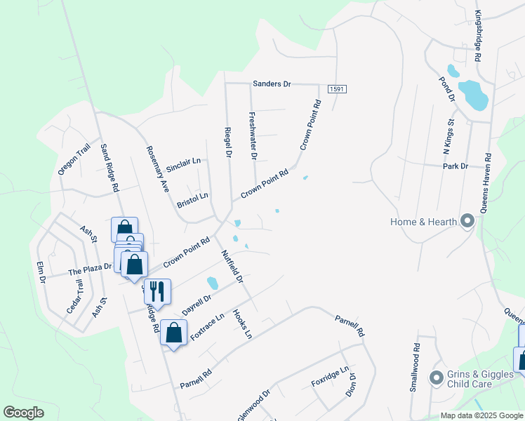 map of restaurants, bars, coffee shops, grocery stores, and more near 214 Faison Lane in Hubert