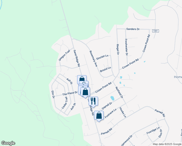 map of restaurants, bars, coffee shops, grocery stores, and more near 200 Cinnamon Drive in Hubert