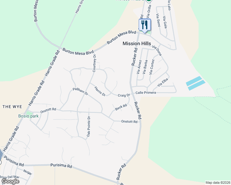 map of restaurants, bars, coffee shops, grocery stores, and more near 1200 Harris Drive in Lompoc