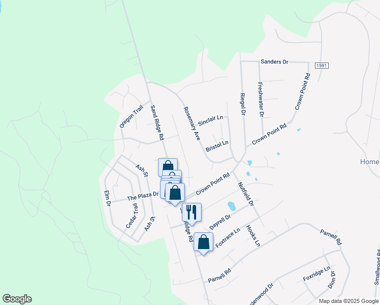 map of restaurants, bars, coffee shops, grocery stores, and more near 200 Cinnamon Drive in Hubert