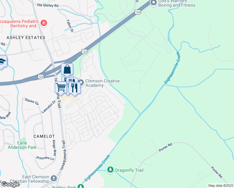 map of restaurants, bars, coffee shops, grocery stores, and more near 129 Heritage Riverwood Drive in Central
