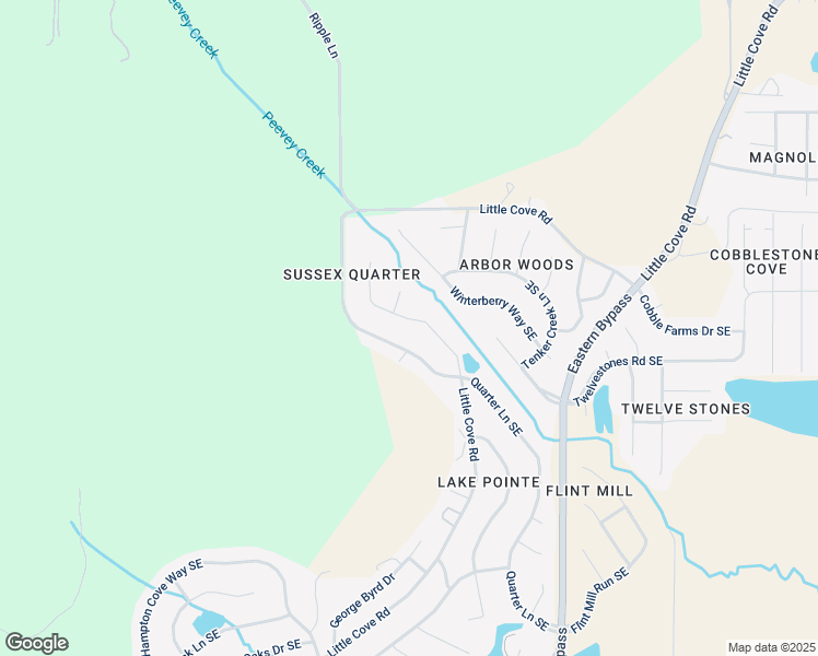 map of restaurants, bars, coffee shops, grocery stores, and more near 2818 Willowick Tr Southeast in Owens Cross Roads